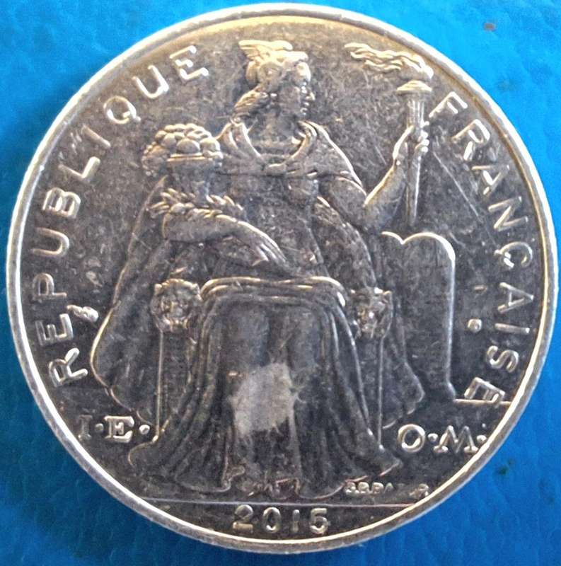 French Polynesia 2015 5 Francs with IEOM Alumminium