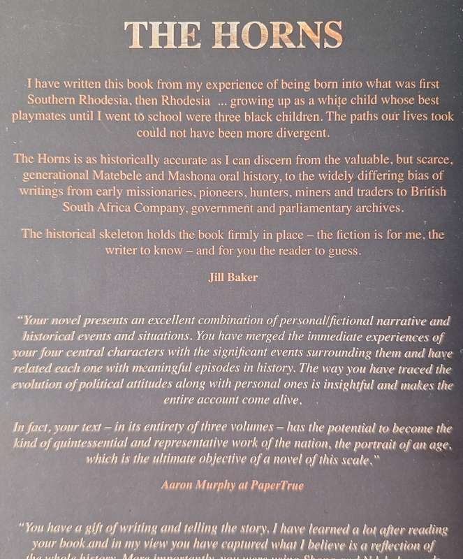 The Zambezi Trilogy: Book One The Horns by Jill Baker Paperback SIGNED