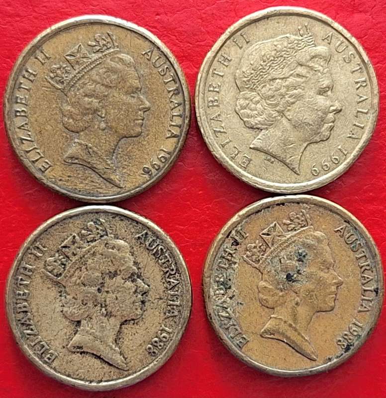 Australia 1988x2 1996 1999 $2 dollar Aluminium bronze
