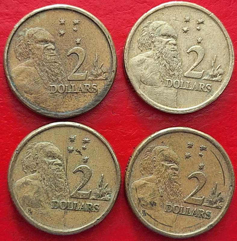 Australia 1988x2 1996 1999 $2 dollar Aluminium bronze