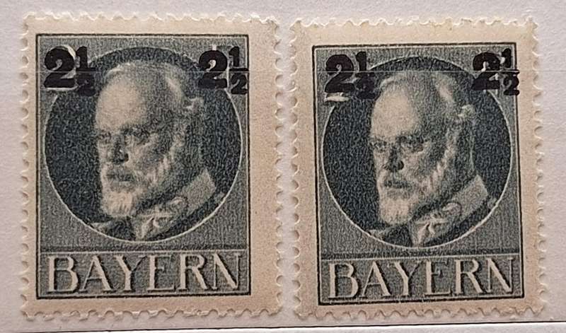 Bayern 1916-1918 King Ludwig III Definitive Surcharged 2 1/2 pfenning 2 Mint stamps