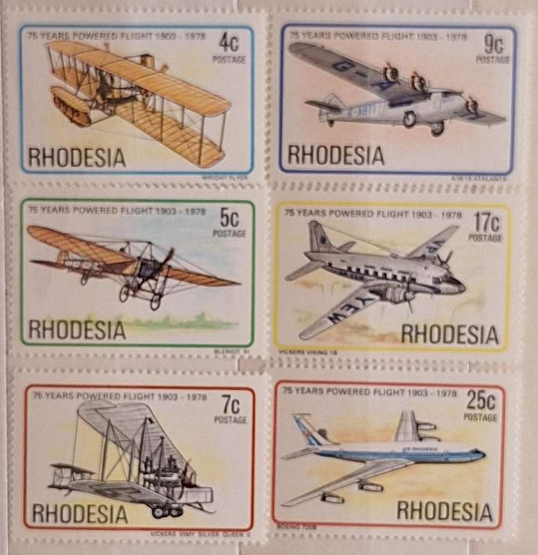 Rhodesia 1978 Powered Flight Set of 6 Mint stamps