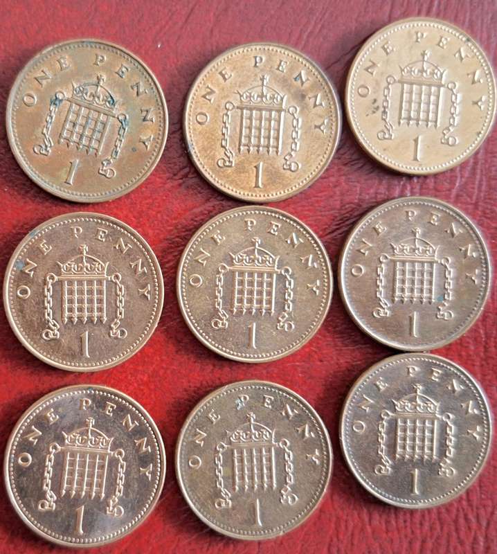 GB 2000 2001x2 2004x2 2005x2 2006 2008 (9) Elizabeth II One Penny Copper plated steel