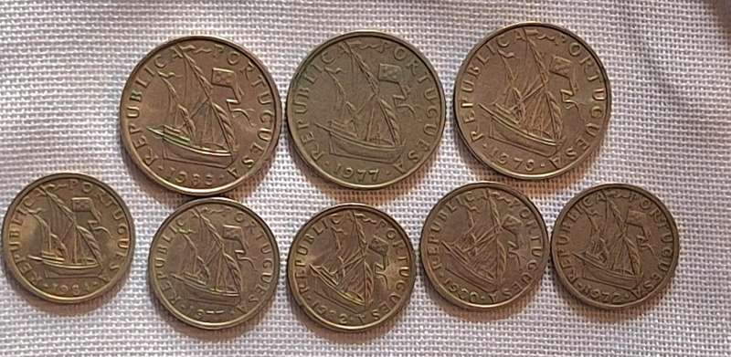 Portugal 5 Escudos x3 and 2.50 Escudos x5 Copper-nickel