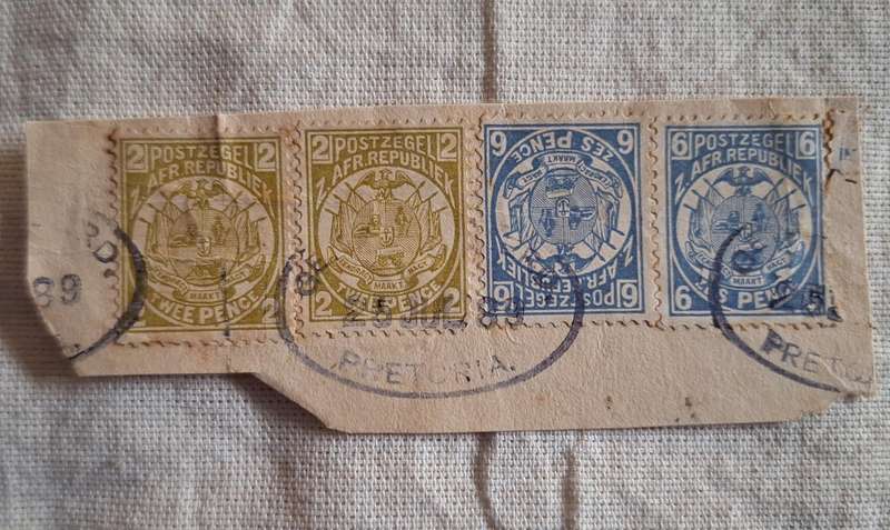 ZAR 4 Stamps on paper Cancelled 1889