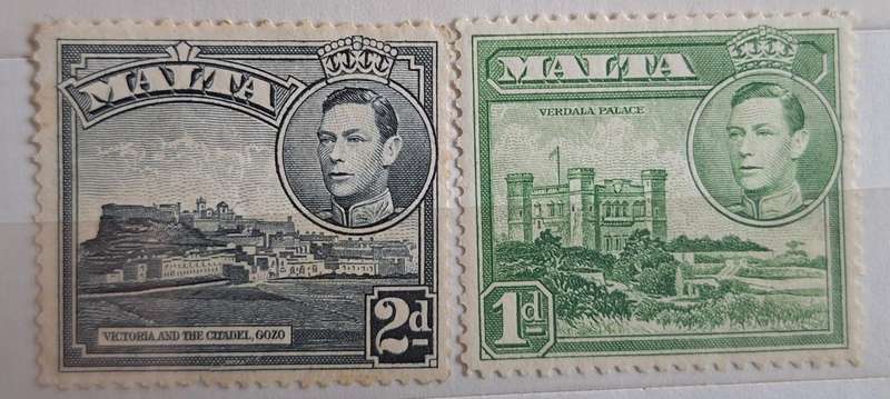Malta 1938  George VI 2 Unused stamps