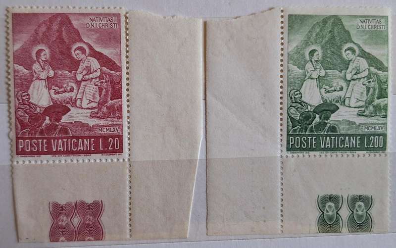 Vatican City 1965 Peruvian Nativity Scene 2 Mint stamps