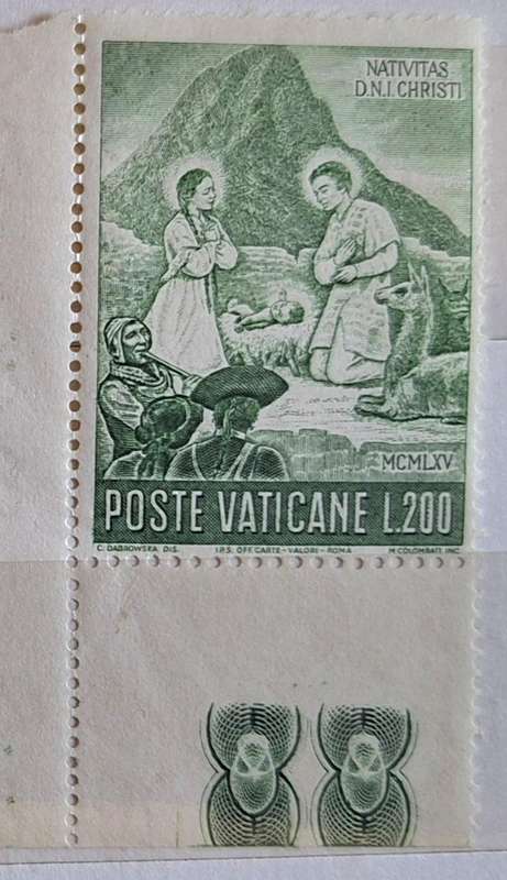 Vatican City 1965 Peruvian Nativity Scene 2 Mint stamps