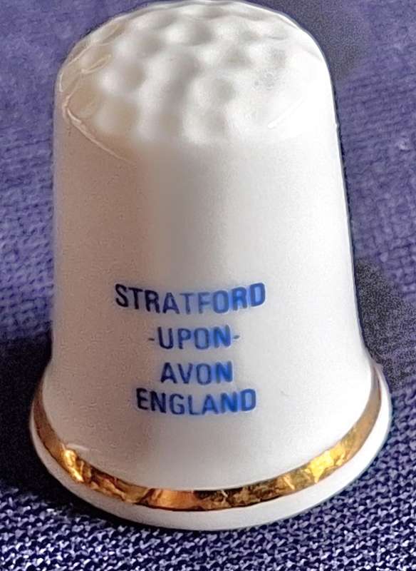 Thimble North Lodge Bone China Made in England Shakespeare Stafford-upon-Avon England