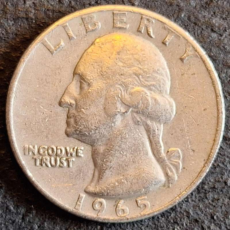 USA 1965 ¼ Dollar "Washington Quarter" Copper-nickel clad copper