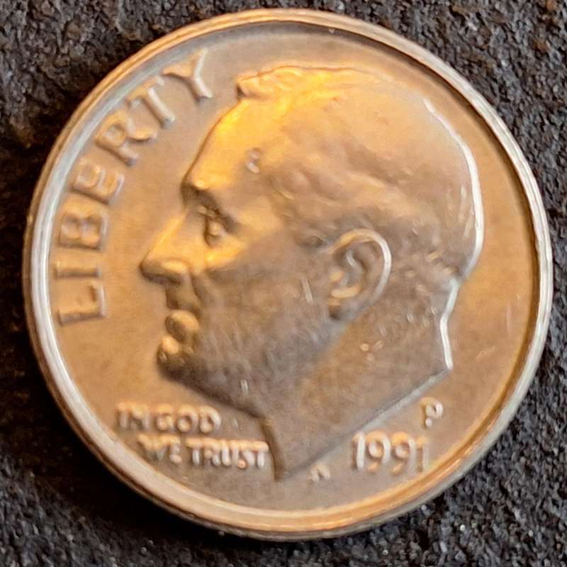 USA 1991 P 1 Dime "Roosevelt Dime" Copper-nickel clad copper