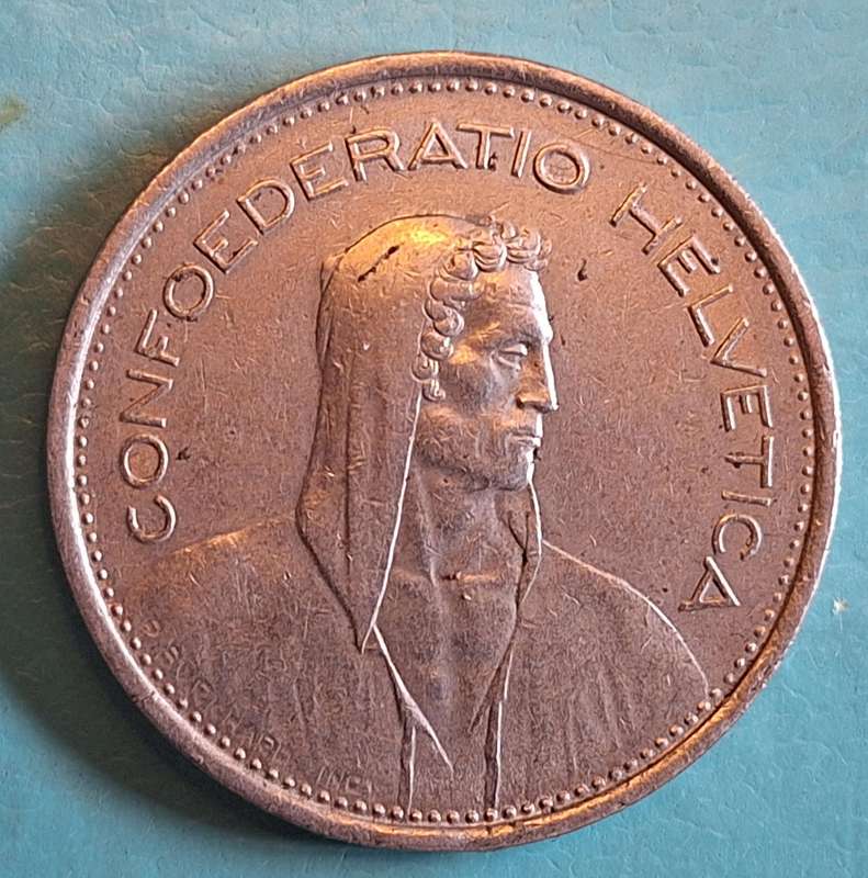 Switzerland 1968 B Herdsman 5 Franc copper-nickel