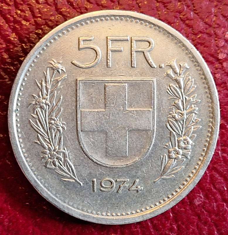 Switzerland 1974 Herdsman 5 Franc copper-nickel