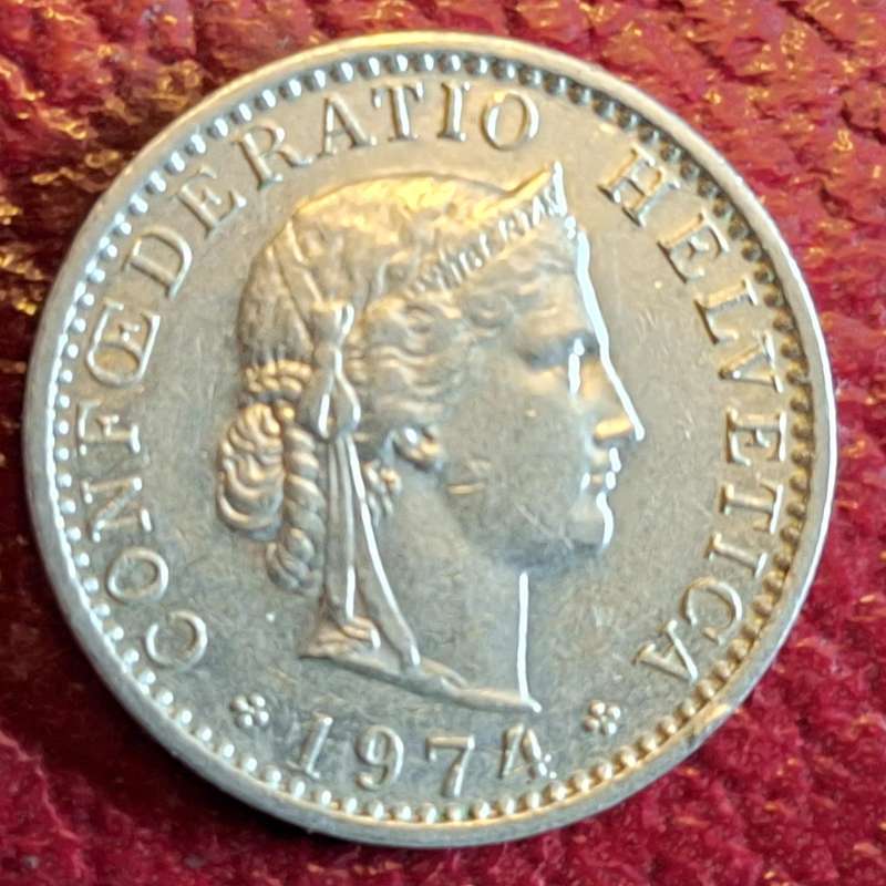 Switzerland 1974 Libertas 20 Rappen Copper-nickel