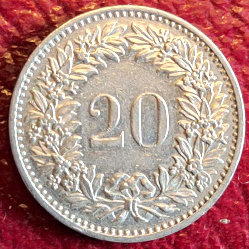 Switzerland 1974 Libertas 20 Rappen Copper-nickel