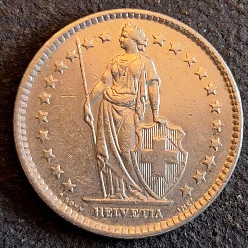 Switzerland 1978 2 Fr Helvetia standing copper-nickel
