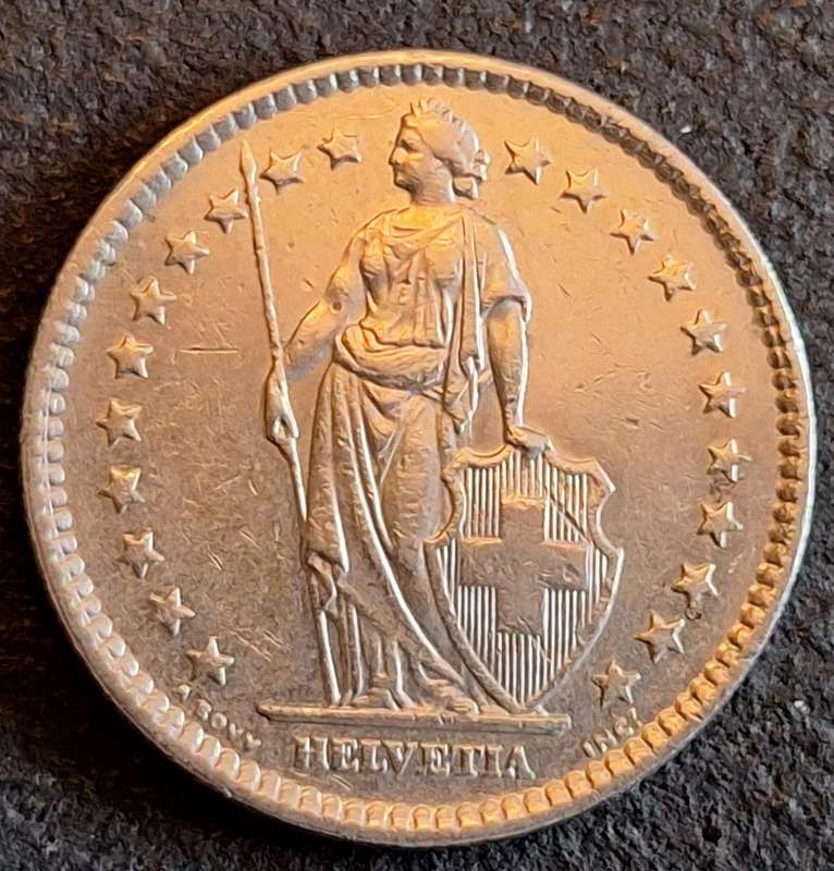 Switzerland 1978 2 Fr Helvetia standing copper-nickel