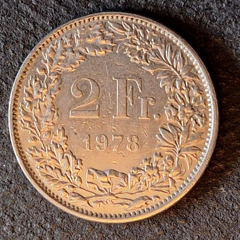 Switzerland 1978 2 Fr Helvetia standing copper-nickel