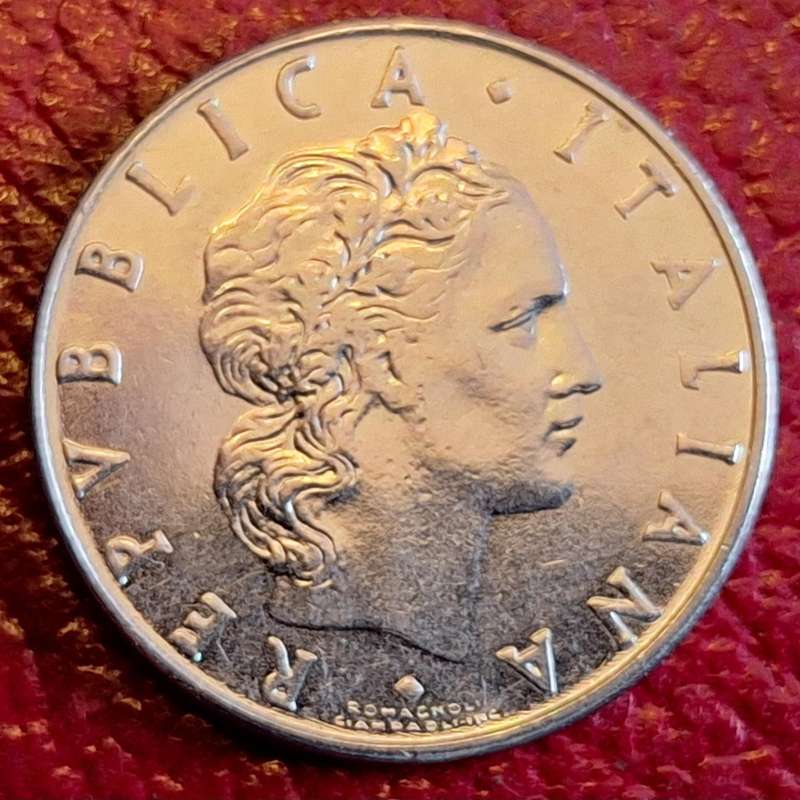 Italy 1978 50 Lire Large Type Vulcan standing at Anvil Acmonital