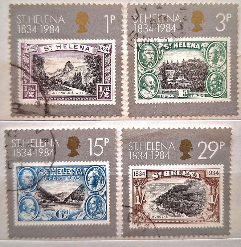 St Helena 1984 150th Anniversary as British Colony 4 Used  stamps Theme: Stamps on Stamps