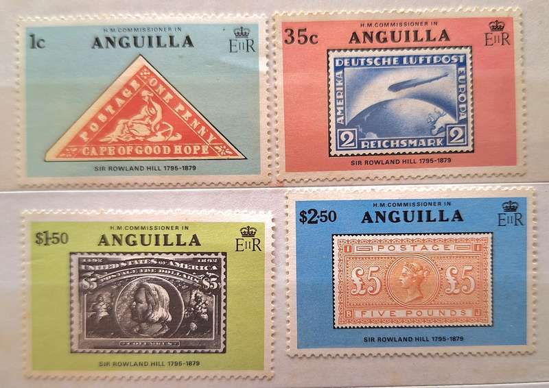 Anguilla 1979 Sir Rowland Hill Death Centenary 4 Mint stamps Theme: Stamps on Stamps