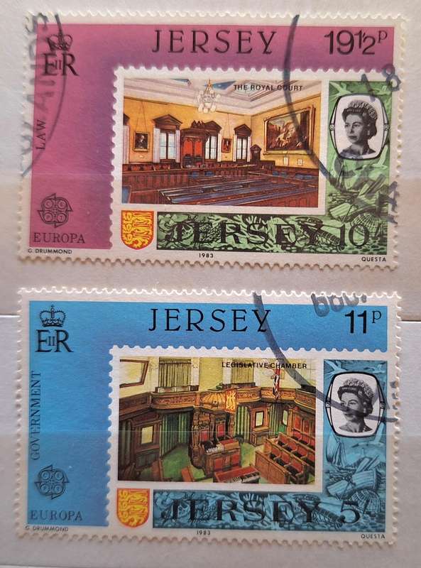 Jersey 1983 Europa Works of Human Genius 2 Used stamps Theme: Stamps on Stamps