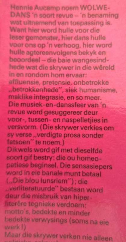 Wolwedans : 'n Soort Revue deur Hennie Aucamp Hardeband 1973 GETEKEN