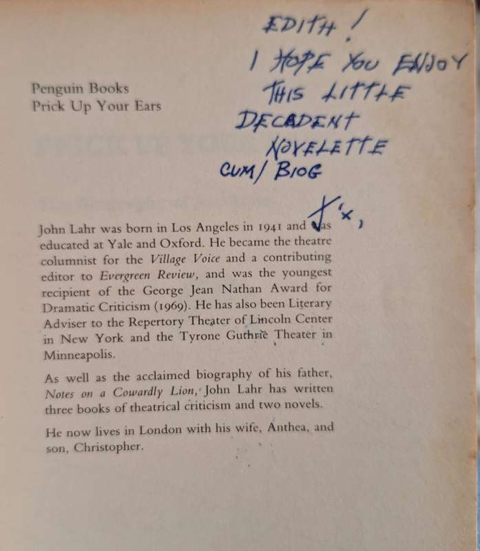 Prick up your Ears by John Lahr Paperback The Biography of Joe Orton