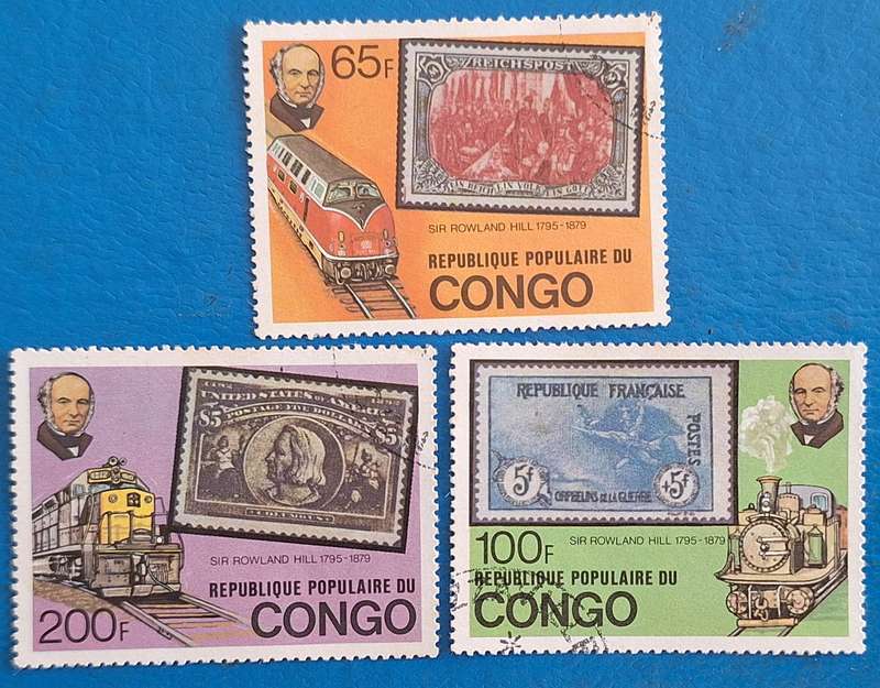 Congo 1979 Sir Rowland Hill Centenary 3 Used stamps Theme: Stamps on Stamps