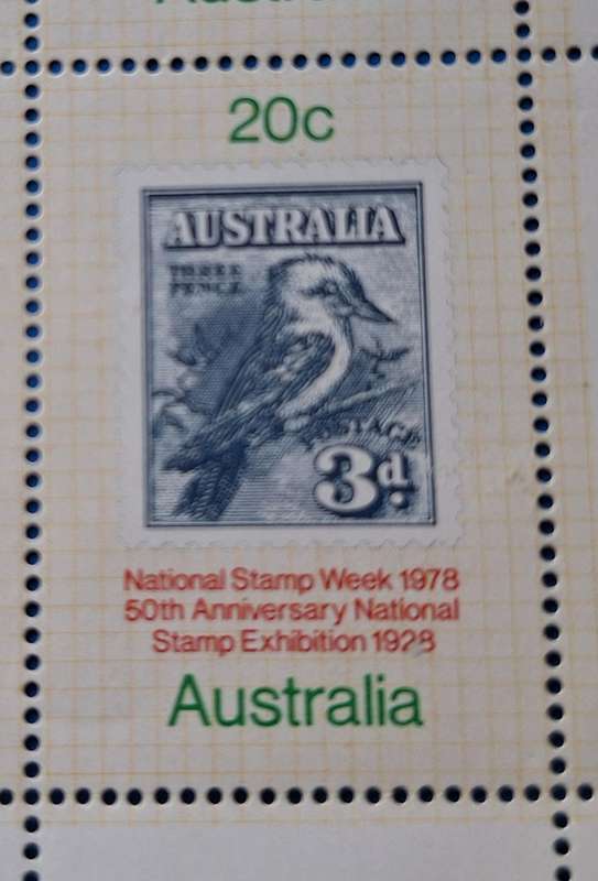 Australia 1978 Stamp Week: Anniv 1928 Stamp Exhib. 1 Mint Souvenir Sheet Theme: Stamps on Stamps