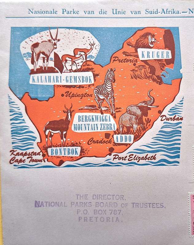 National Parks of the Union of South Africa 1954 Commemorative Cover with 14 stamps