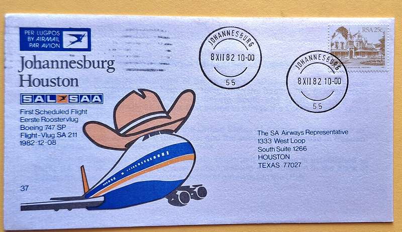 South Africa 1982 Johannesburg Houston Cover No 37