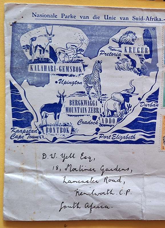 National Parks of the Union of South Africa 1954 Commemorative Cover with 14 stamps