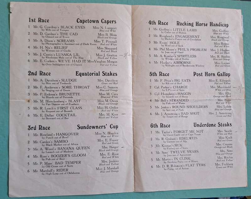 RMMV Cape Town Castle 1950 Ocean Derby Race Programme and Rules