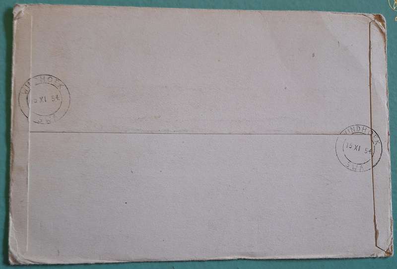 South West Africa 1954 Definitives 11 stamps on a cover