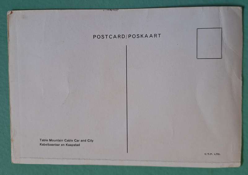 Post Card 1970'2 Old Cable Car, Table Mountain, Cape Town.