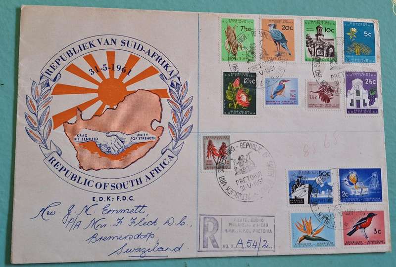 South Africa 1961 31 May Registered Cover with Pretoria cancellation to Swaziland FDC