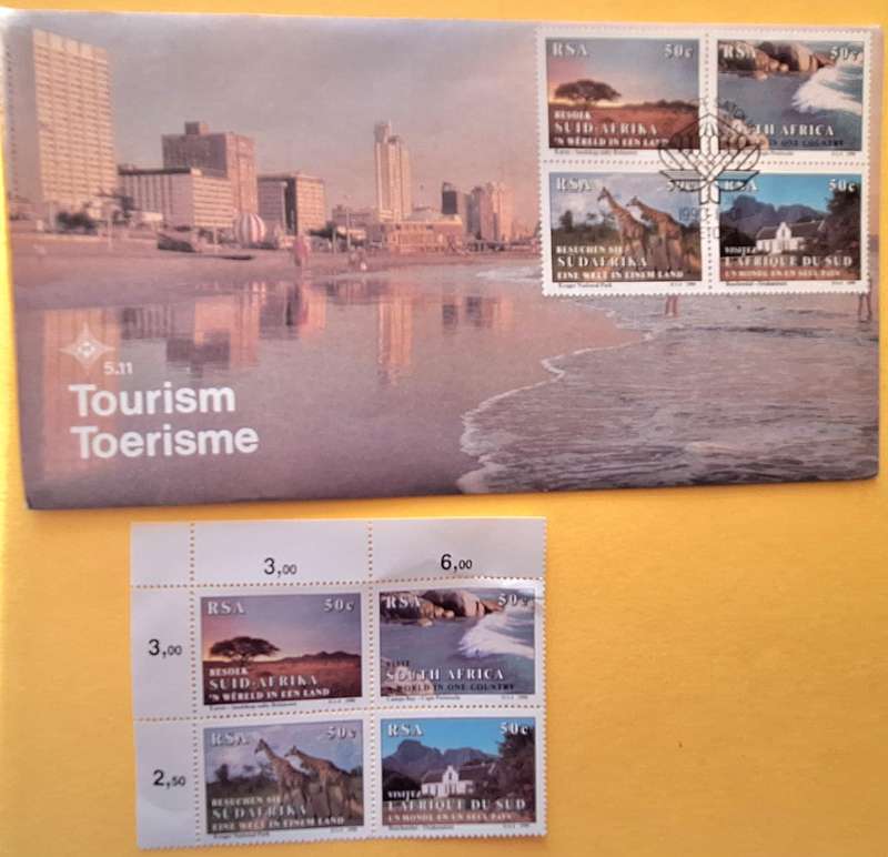 South Africa 1990 Tourism Block of 4 Mint stamps and FDC 5.31