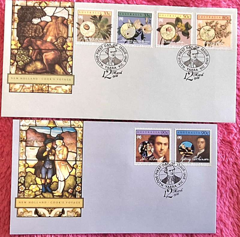 Australia 1986 New Holland Cook's Voyage Set of 2 FDC's