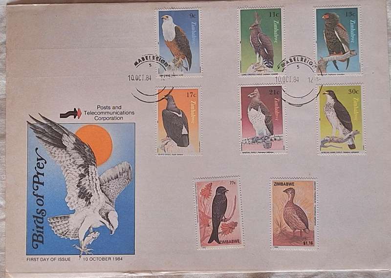 Zimbabwe 1984 Birds  of Prey FDC and 2 Unused Hinged stamps