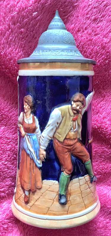 Reinhold Merkelbach Vintage German 'IMMER LUSTIG UND DURSTIG' Lidded Beer Stein