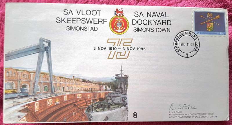South Africa 1985 Navy Cover no 8 75 years SA Naval Dockyard Simonstown No 2926 of 7000 SIGNED