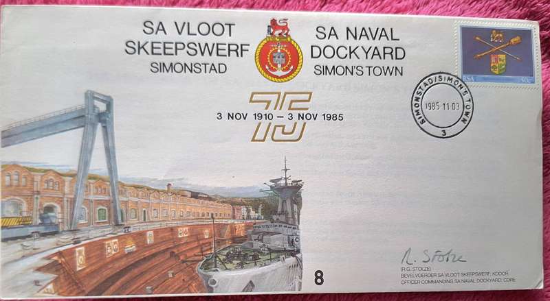 South Africa 1985 Navy Cover no 8 75 years SA Naval Dockyard Simonstown No 2926 of 7000 SIGNED