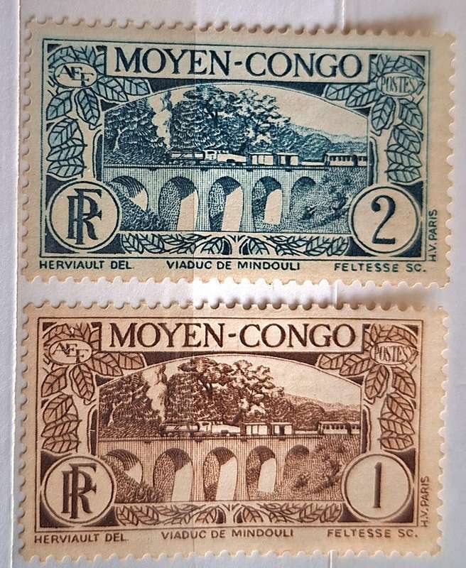 French Congo 1933 Mindouli Viaduct  2 Unused Hinged stamps