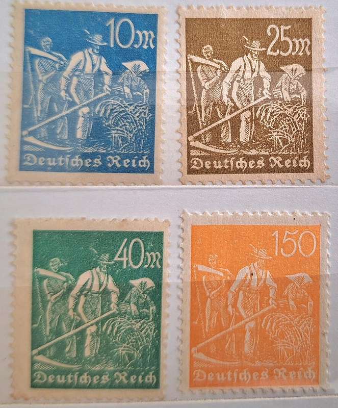 Germany 1923 General Issue: Farmer 4 Unused Hinged stamps