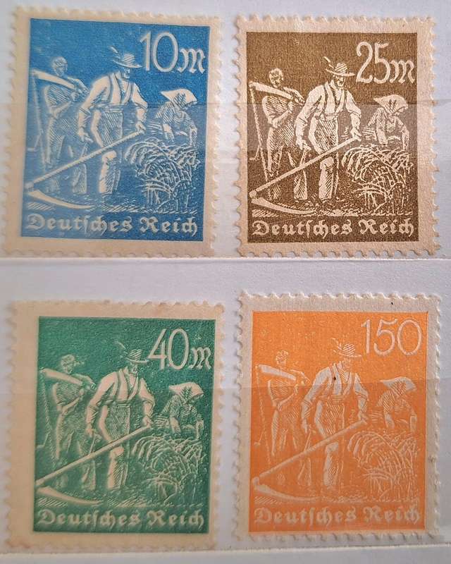 Germany 1923 General Issue: Farmer 4 Unused Hinged stamps