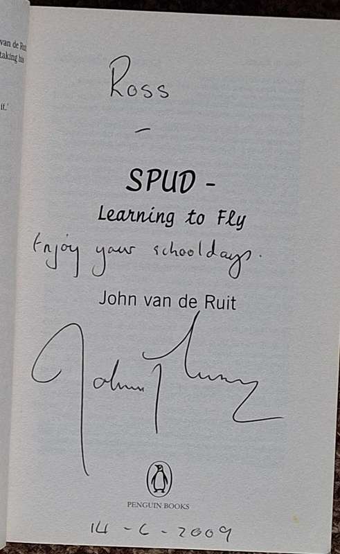 Spud: Learning to Fly by John van de Ruit Paperback SIGNED & INSCRIBED