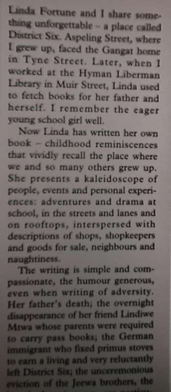 The House in Tyne Street: Childhood Memories of District Six by Linda Fortune Paperback SIGNED