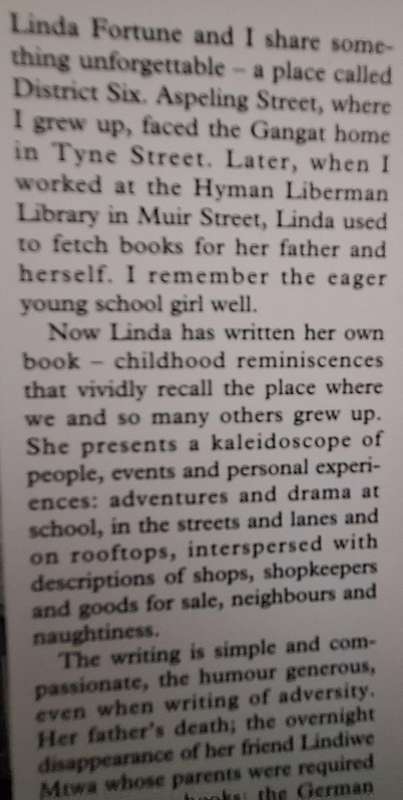 The House in Tyne Street: Childhood Memories of District Six by Linda Fortune Paperback SIGNED