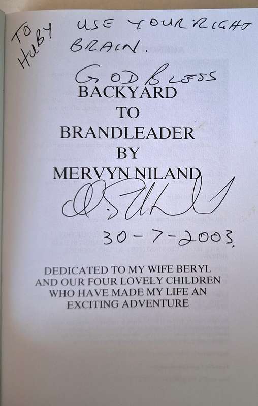 Backyard to Brandleader by Mervyn Niland Paperback SIGNED